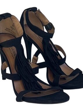 Christian Siriano for Payless Black High Heel Fringe Sandals-Size 9